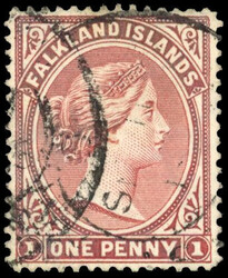 Falkland Islands SG 5X 1882 1d watermark MCA reversed used 1882 1d ...