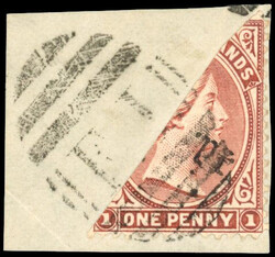 Falkland Islands SG 13 1891 ½d on 1d claret bisect surcharge ...
