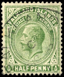Falkland Islands SG 60ca ½d deep olive printed both sides used 1919 ...