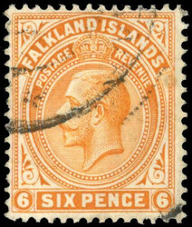 Falkland Islands SG 64aw 1912 6d inverted watermark used 1912 6d ...