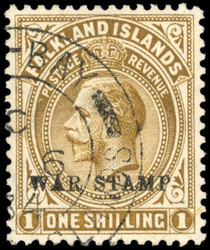 Falkland Islands SG 72bw 1920 War Stamp 1s inverted watermark used ...