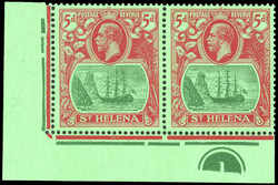 St Helena SG 103dc 1836 5d Plate pair with cleft rock mint 1936 5d ...
