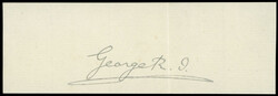 † Ephemera - KG V signature King George V; ‘George R.I.’ ...