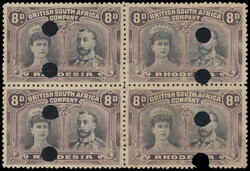 † 8d punched holes block 8d plate proof block of four with punched ...