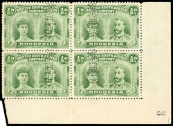 † ½d green SPECIMEN block of four unused ½d green lower right ...