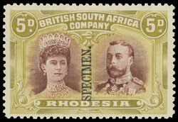 † 5d Specimen Long Gash 5d overprinted SPECIMEN, position 2 long ...