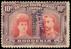† 10d Specimen + Ultramar 10d scarlet and reddish mauve overprinted ...