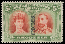 † 5/- Specimen Extra Curl 5/- orange-vermilion and deep green (SG ...