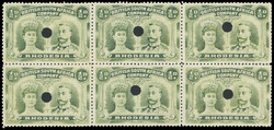 † ½d punched holes block ½d RJL 7 plate proof block of six with ...