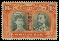 † 10/- Specimen 10/- overprinted SPECIMEN part o.g. with some ...