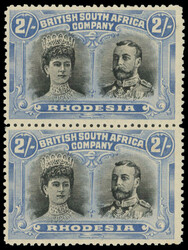† 2/- black and ultramarine SG 153, positions 15/20 pair mint 2/- ...