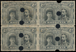 † 2d punched holes block 2d plate proof block of four, punched ...