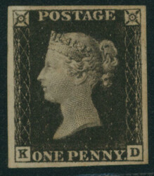 英国 1840 Penny Black 1d intense black shade 1a版 pos.KD 未使用 ...