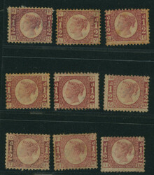 英国 1870 0.5p 切手9枚 1,4,5,8,10,12,13,15,19,版 未使用 ...