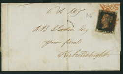 英国 1840 Penny Black 6版 P-C 単貼り マージン十分 ...