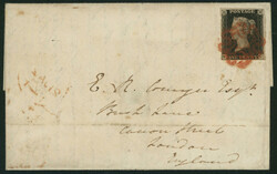 英国 1840 Penny Black 1d 9版 pos.SC 抹消印(Maltese Cross) ...