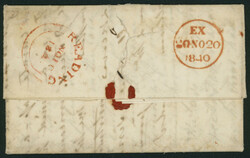 英国 1840 Penny Black 1d 9版 pos.LC 抹消印(赤, Maltese Cross) ...