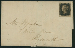 英国 1840 Penny Black 9版 J-C 単貼り 4マージン 1841-06-03 ...