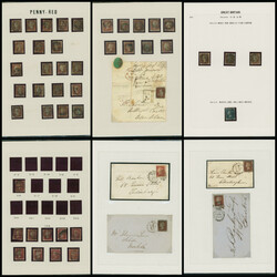 英国 1d penny red 1841年〜1864年 8リーフ カバー6通 済  ...