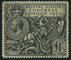 英国 KGV UPU 1 pound 済 ウェルセンター  UK KGV UPU 1 pound ...