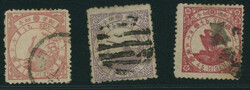 鳥12銭, 15銭, 45銭 イ 済  1875 Bird issue 12 Sen, 15 Sen, 45 ...