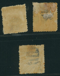 改色桜6銭橙カナ, 6銭橙カナ 済 3枚1875 Cherry Blossom ...