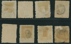 改色桜1銭茶カナ, 房1銭7枚 済 抹消印 二重丸印  1875 ...