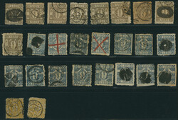 1874 Cherry Blossom Imported Paper half Sen brown with kana, 1 Sen ...