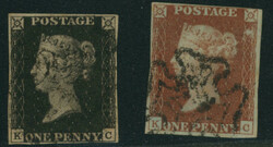 英国 1840,1841 1d Matched Pair 8版 pos.KC 済 サケ UK 1840,1841 ...