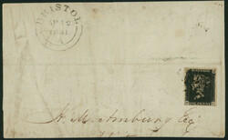 英国 1840 ペニーブラック 5版 単貼り 抹消印(黒, ...