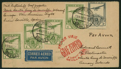 スペイン 1929 airmail 1p*4+4p 日付印 1930-05-15 ...