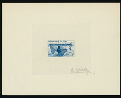 マリ 1966 3fr Artist Sighned Die Proof in blue 魚採り 未使用 ...