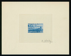 マリ 1966 20fr Artist Sighned Die Proof in blue 漁船 未使用 ...