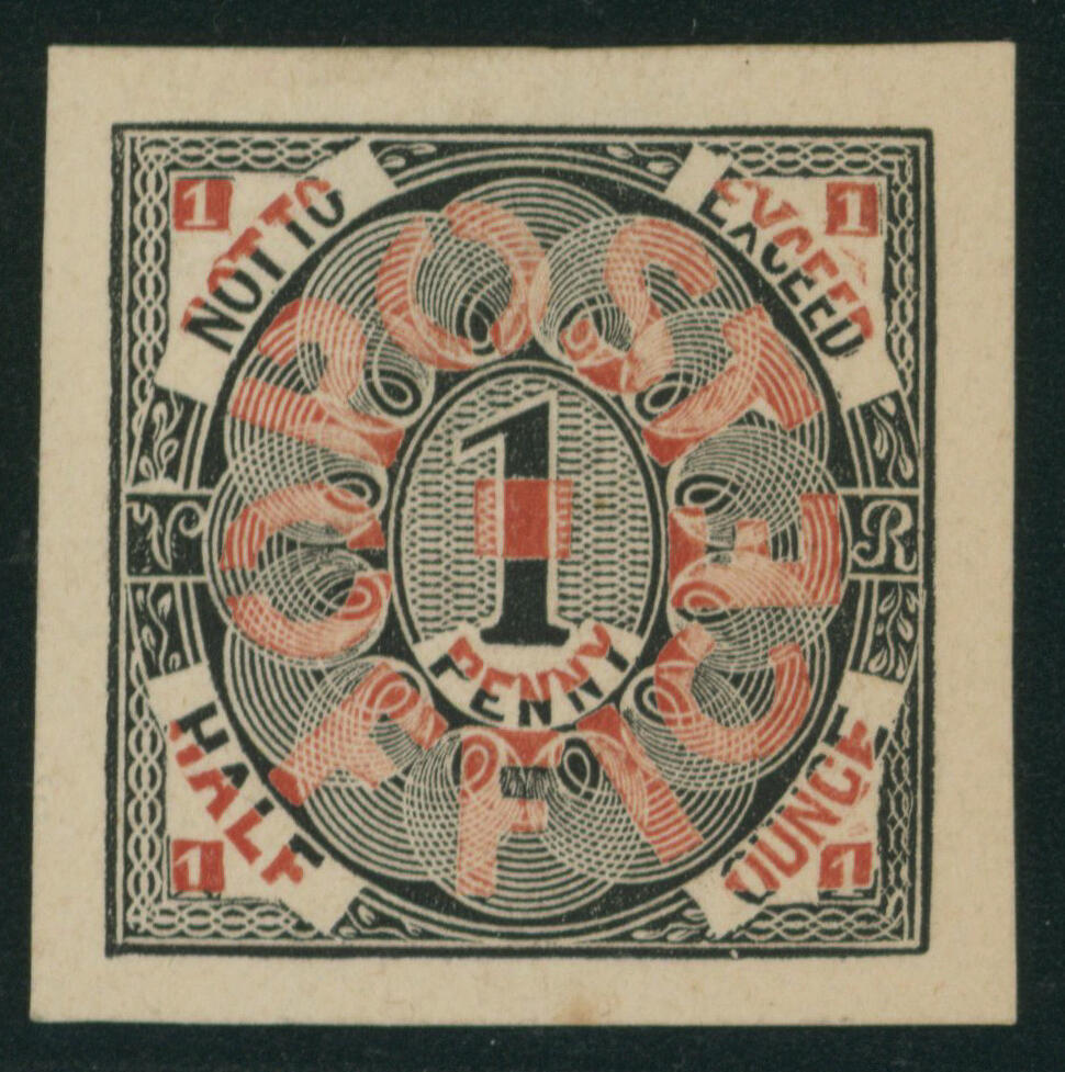 UK 1839 Charles Whiting Essay beaufort house 1d in black and red on ...