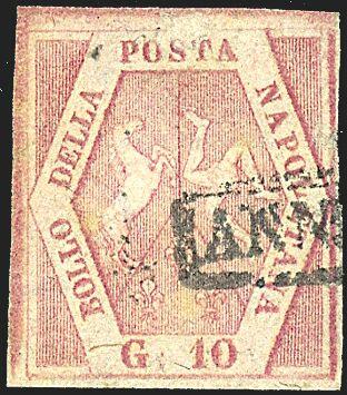 1858 - 10 gr. carmino rosa, II tav. (11) SPL (850,00) / [Usato]