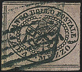 1852 - 1/2 b. violetto cupo (1Ab) BB - Sigla AD (600,00) / [Usato]