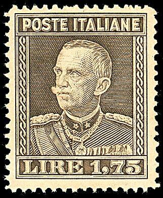 1929 - L. 1,75 bruno, dent. 13 3/4 (242) Splendido esemplare, ...