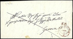 1855 - Lettera c.d.t. da PORTO MAURIZIO in rosso (4/11/55) + PP per ...