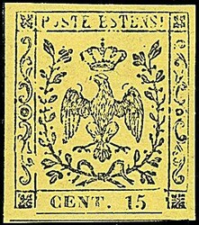 1852 - 15 c. giallo (3) SPL e con gomma integra - Sigla Manzoni (320 ...