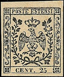 1852 - 25 c. camoscio chiaro (4) SPL e con gomma integra - Sigla G. ...