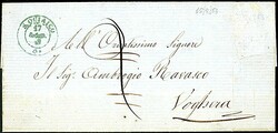 1850 - Lettera c.d.t. da S. QUIRICO in azzurro verdastro (17/7/53 - p ...