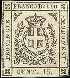 1859 - 15 c. bruno (13) SPL e senza gomma - Cert. Manzoni (1.000,00) ...