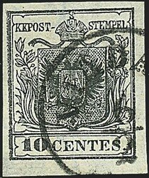 1850 - 10 c. nero (2) SPL, ben marginato e con filigrana (250,00) / ...