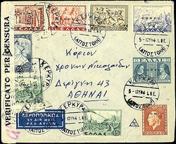 1941 - Busta verificata per censura affrancata con 15 valori (anche ...