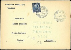 1930 - Tirana - Atenec/ Volo speciale - Aerogramma da Tirana (2/5/30) ...