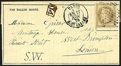 1870 - Ballon Montée - Le Général Uhrich - 30 c. bruno su La ...