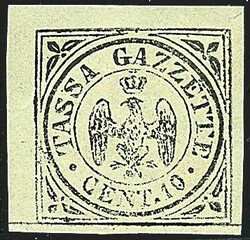 1859 - 10 c. nero (5) SPL, freschissimo e con gomma integra - Cert. ...