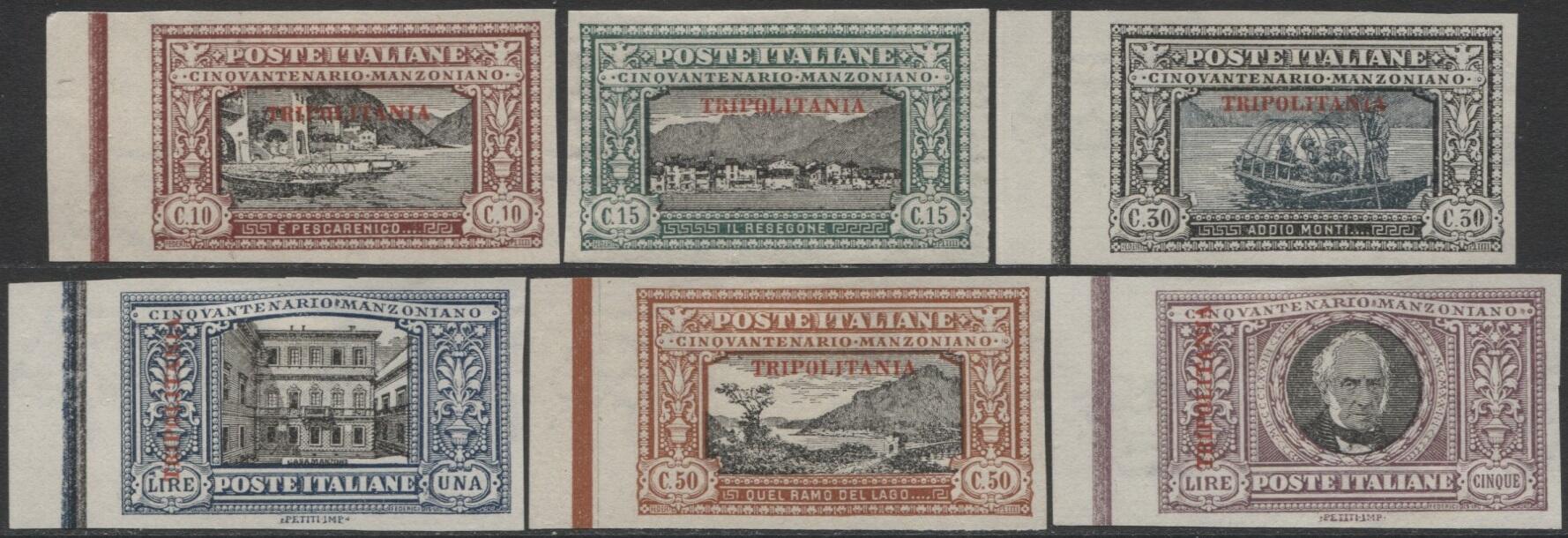 Tripolitania 1924 Manzoni, prove d'archivio, serie completa di 6 ...