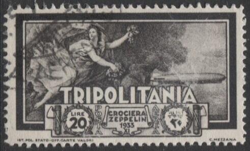Tripolitania 1933 posta aerea, Crociera Zeppelin, 6 valori, annulli ...