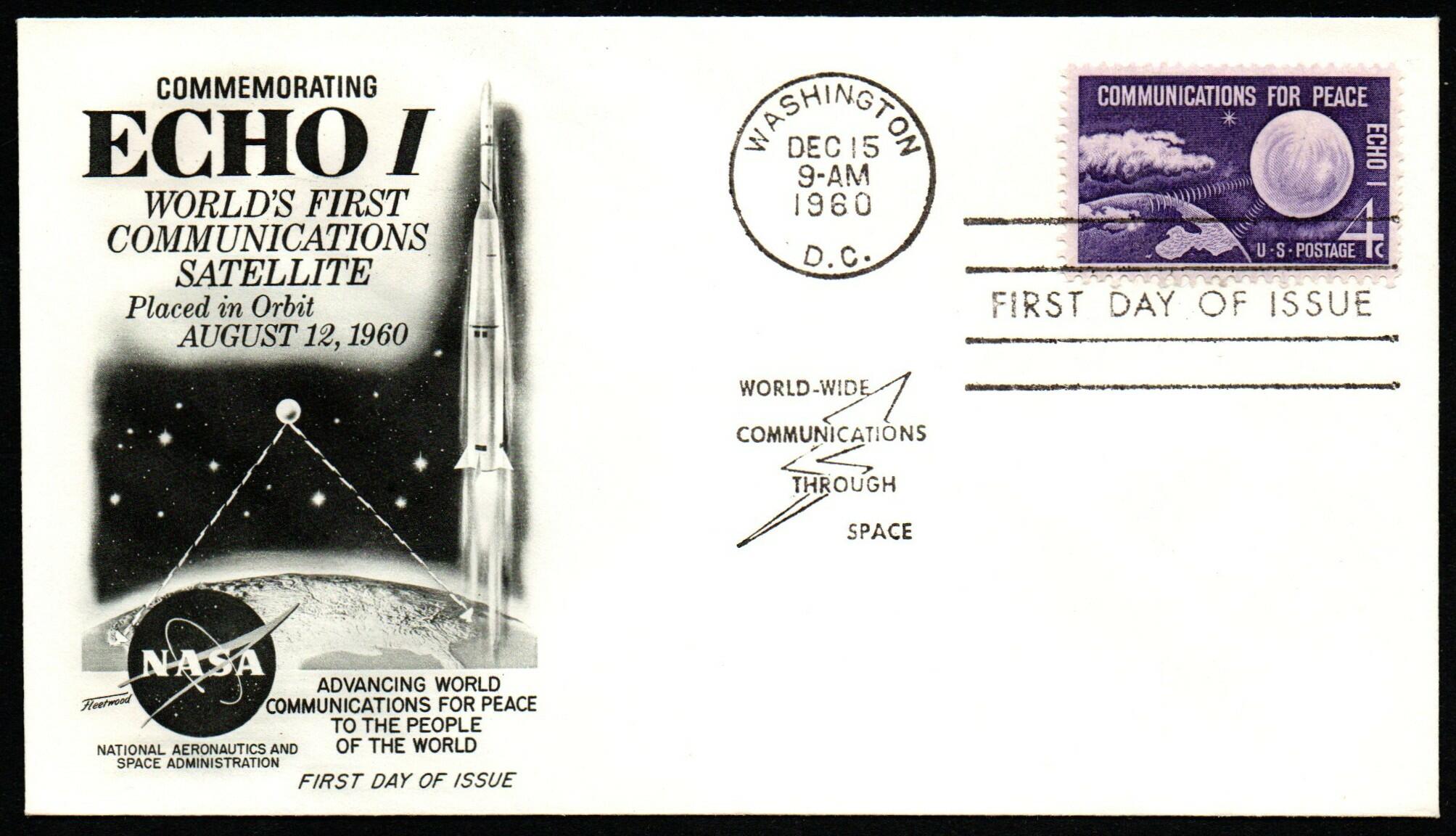 Spazio FDC Satellite ECHO I 1960 due buste e APOLLO 8 1968 tre buste ...